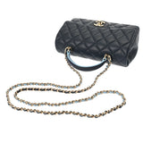 CHANEL シャネル マトラッセ トップハンドル 20cm 紺/水色 AS2431 レディース ラムスキン ショルダーバッグ 新同 中古 銀蔵