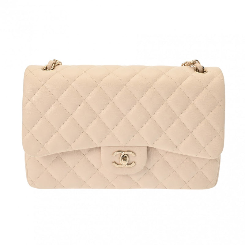 CHANEL シャネル マトラッセ チェーンショルダー Wフラップ 30cm ベージュ A58600 レディース キャビアスキン ショルダーバッグ Aランク 中古 銀蔵