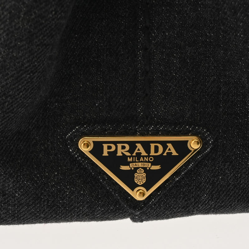 PRADA プラダ カナパ ミニトート 2WAY ブラック B2439G レディース デニム ハンドバッグ Aランク 中古 銀蔵