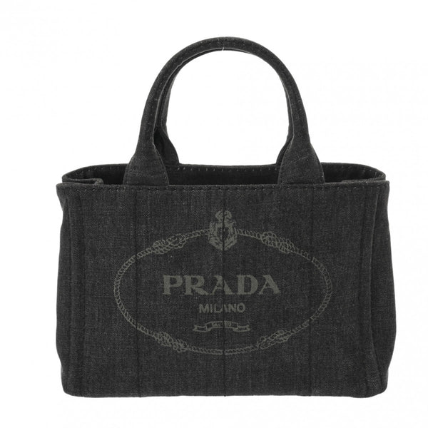 PRADA プラダ カナパ ミニトート 2WAY ブラック B2439G レディース デニム ハンドバッグ Aランク 中古 銀蔵