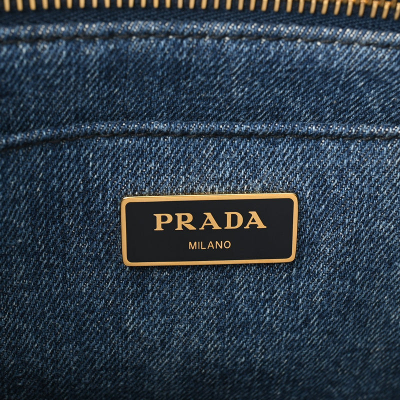 PRADA プラダ カナパ ミニ 2WAYトート ブルー 1BG439 レディース デニム ハンドバッグ Aランク 中古 銀蔵