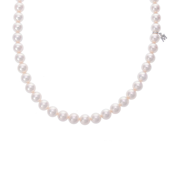 MIKIMOTO ミキモト ザベストオブザベスト パール 約7.5mm-8mm ホワイト系/シルバー レディース Pt1000プラチナ ネックレス Aランク 中古 銀蔵