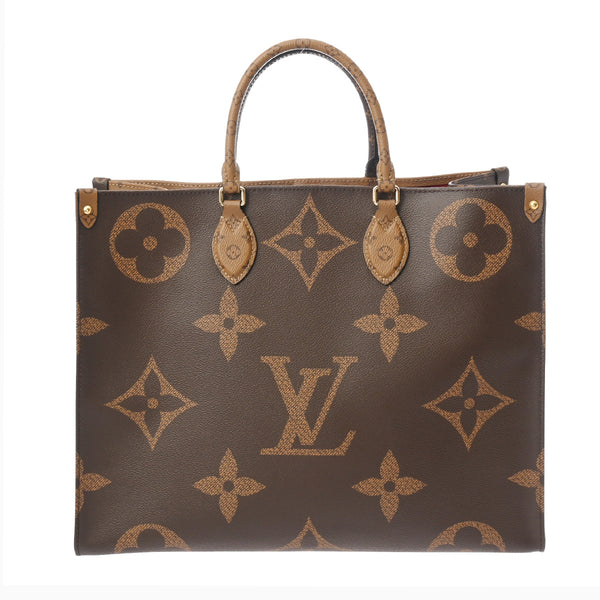 LOUIS VUITTON ルイヴィトン モノグラムジャイアント オンザゴー GM 旧型 2WAYトート ブラウン M44576 ユニセックス モノグラムキャンバス ハンドバッグ Aランク 中古 銀蔵