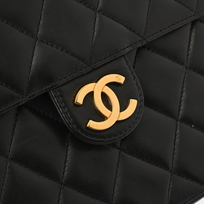 CHANEL シャネル マトラッセ プッシュロック チェーンショルダー 25cm ブラック レディース ラムスキン ショルダーバッグ ABランク 中古 銀蔵