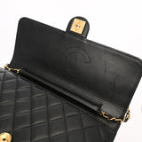 CHANEL シャネル マトラッセ プッシュロック チェーンショルダー 25cm ブラック レディース ラムスキン ショルダーバッグ ABランク 中古 銀蔵