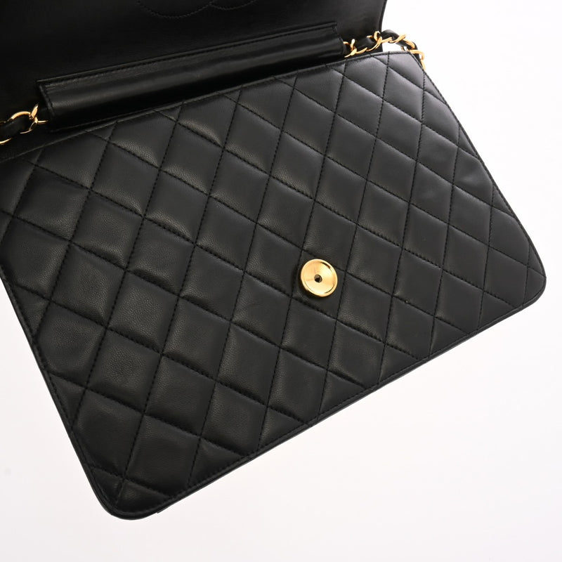 CHANEL シャネル マトラッセ プッシュロック チェーンショルダー 25cm ブラック レディース ラムスキン ショルダーバッグ ABランク 中古 銀蔵