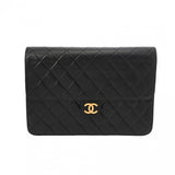 CHANEL シャネル マトラッセ プッシュロック チェーンショルダー 25cm ブラック レディース ラムスキン ショルダーバッグ ABランク 中古 銀蔵