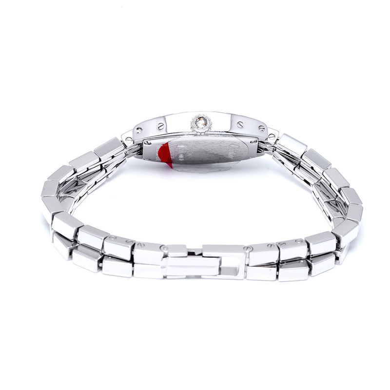 カルティエ ミニトノーラニエール ベゼルダイヤ WJ2004W3 シルバー レディース 腕時計 クォーツ 中古 銀蔵