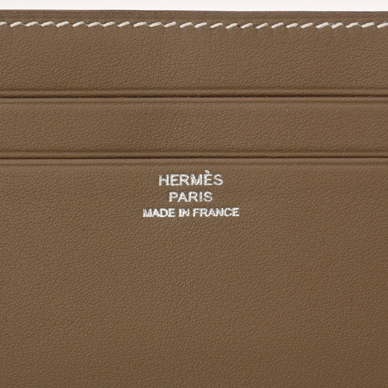 HERMES エルメス シチズンツイル シルクイン エトゥープ B刻印(2023年頃) ユニセックス スイフト カードケース 新同 中古 銀蔵