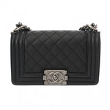 CHANEL シャネル ボーイシャネル チェーンショルダー 20cm ブラック A67085 レディース キャビアスキン ショルダーバッグ Aランク 中古 銀蔵