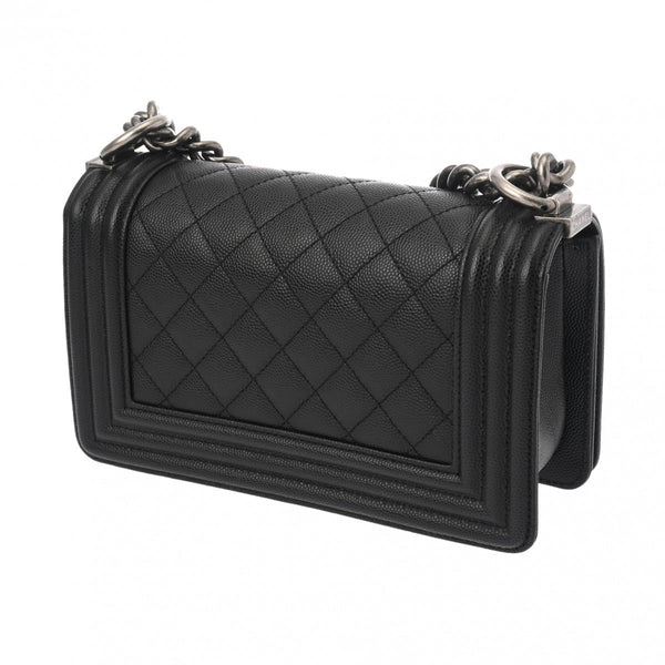 CHANEL シャネル ボーイシャネル チェーンショルダー 20cm ブラック A67085 レディース キャビアスキン ショルダーバッグ Aランク 中古 銀蔵