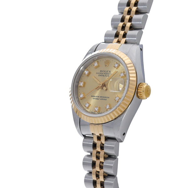 ロレックス デイトジャスト 10Pダイヤ 69173G L番(1990年頃製造) シャンパン/ダイヤモンド レディース 腕時計 自動巻き 中古 銀蔵