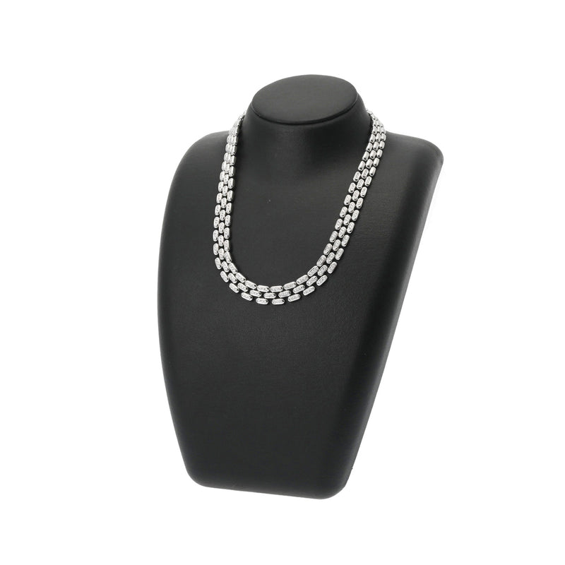 no brand ノーブランド ダイヤ3.27ct 3連デザイン ユニセックス K18ホワイトゴールド WG ネックレス Aランク 中古 銀蔵
