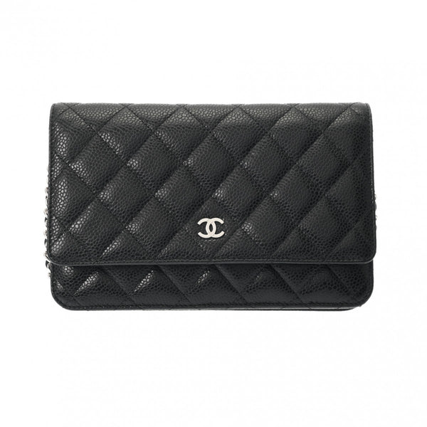 CHANEL シャネル マトラッセ クラシック チェーンウォレット ブラック AP0250 レディース キャビアスキン ショルダーバッグ Aランク 中古 銀蔵