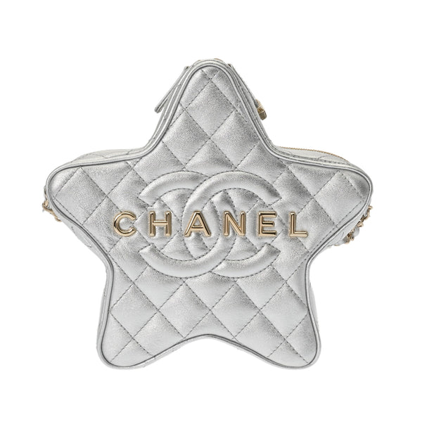 CHANEL シャネル マトラッセ スターチェーンショルダー シルバー AS4579 レディース ラムスキン ショルダーバッグ Aランク 中古 銀蔵