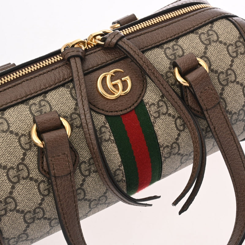 GUCCI グッチ オフィディア スモール ボストンバッグ 2WAYバッグ グレージュ系 602577 レディース PVC レザー ハンドバッグ 新同 中古 銀蔵