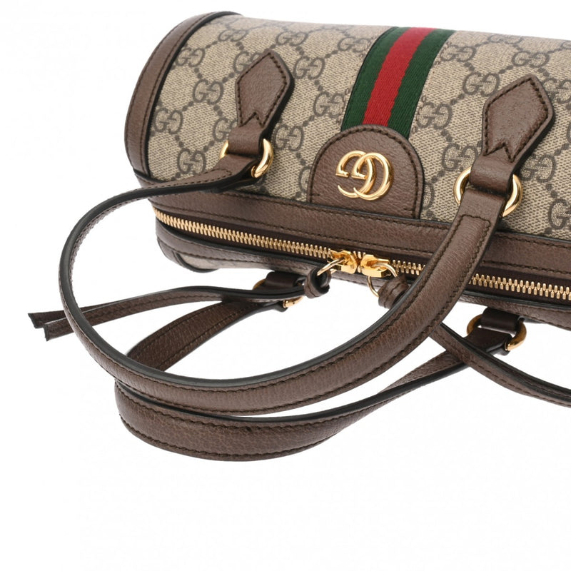 GUCCI グッチ オフィディア スモール ボストンバッグ 2WAYバッグ グレージュ系 602577 レディース PVC レザー ハンドバッグ 新同 中古 銀蔵