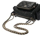 CHANEL シャネル マトラッセ カメラバッグ チェーンショルダー ブラック AS5156 レディース シャイニークラプルラムスキン ショルダーバッグ 新同 中古 銀蔵