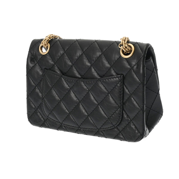 CHANEL シャネル 2.55 ミニハンドバッグ 20cm マトラッセ チェーンショルダー ブラック AS0874 レディース エイジドカーフスキン ショルダーバッグ Aランク 中古 銀蔵