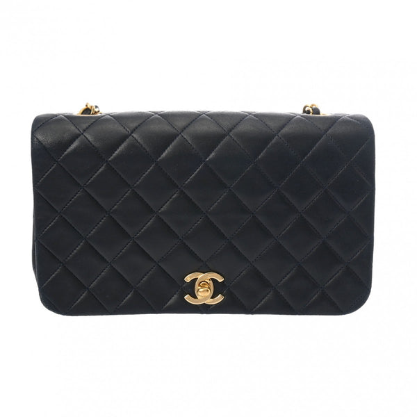 CHANEL シャネル マトラッセ チェーンショルダー 23cm ネイビー レディース ラムスキン ショルダーバッグ Bランク 中古 銀蔵