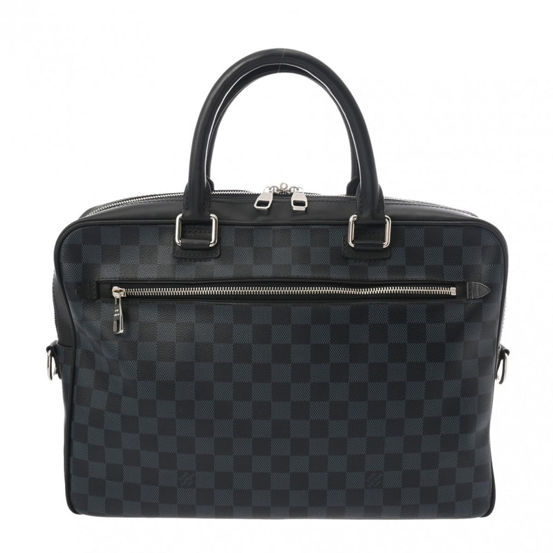 LOUIS VUITTON ルイヴィトン ダミエコバルト ポルトドキュマン ビジネス ネイビー系/黒  N41347 メンズ ダミエキャンバス レザー ビジネスバッグ ABランク 中古 銀蔵