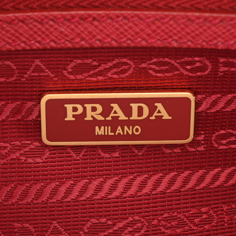 PRADA プラダ ロゴ金具 サフィアーノ レッド BT1010 レディース サフィアーノ ショルダーバッグ Bランク 中古 銀蔵