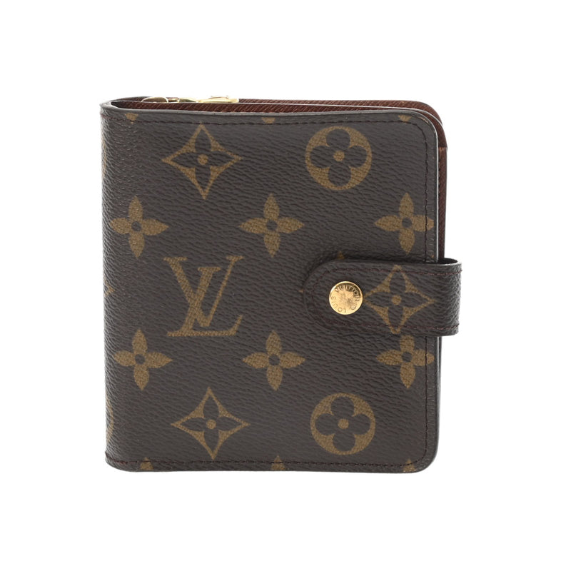 LOUIS VUITTON ルイヴィトン モノグラム コンパクトジップ  ブラウン M61667 ユニセックス モノグラムキャンバス 二つ折り財布 ABランク 中古 銀蔵