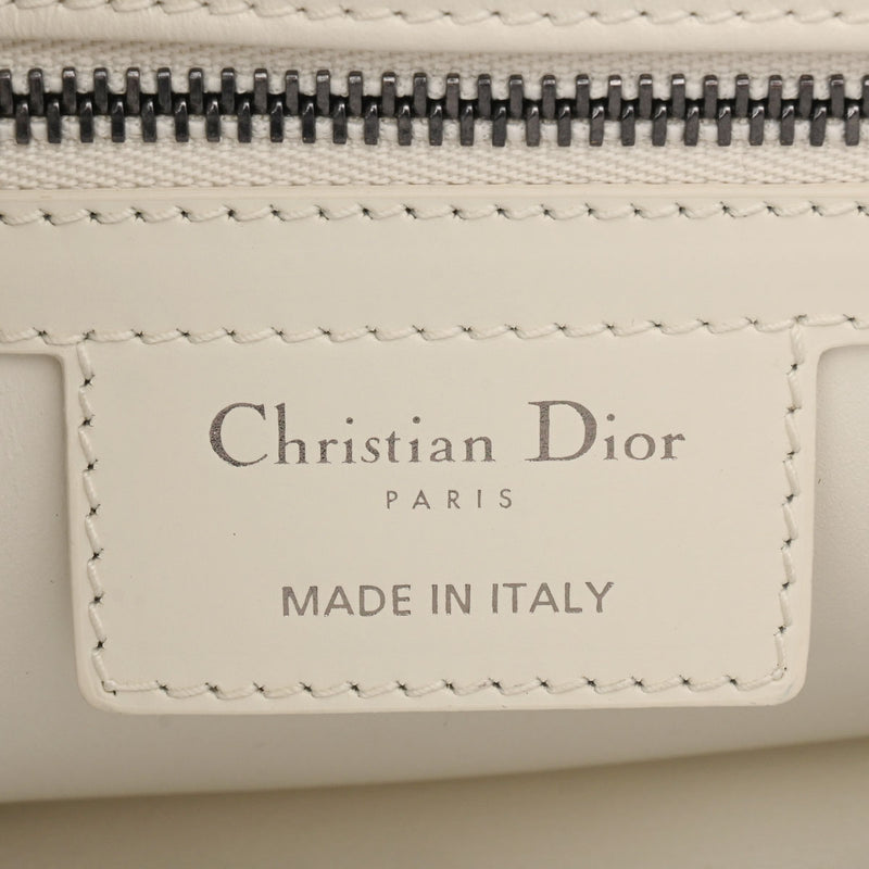 CHRISTIAN DIOR クリスチャンディオール CARO マイクロチェーンショルダー ホワイト レディース レザー ハンドバッグ Bランク 中古 銀蔵