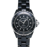 シャネル J12 38mm 12Pダイヤ H1626 ブラック/ダイヤモンド メンズ 腕時計 自動巻き 中古 銀蔵