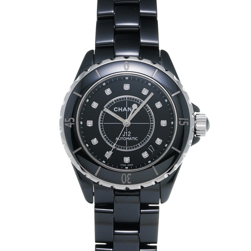 シャネル J12 38mm 12Pダイヤ H1626 ブラック/ダイヤモンド メンズ 腕時計 自動巻き 中古 銀蔵