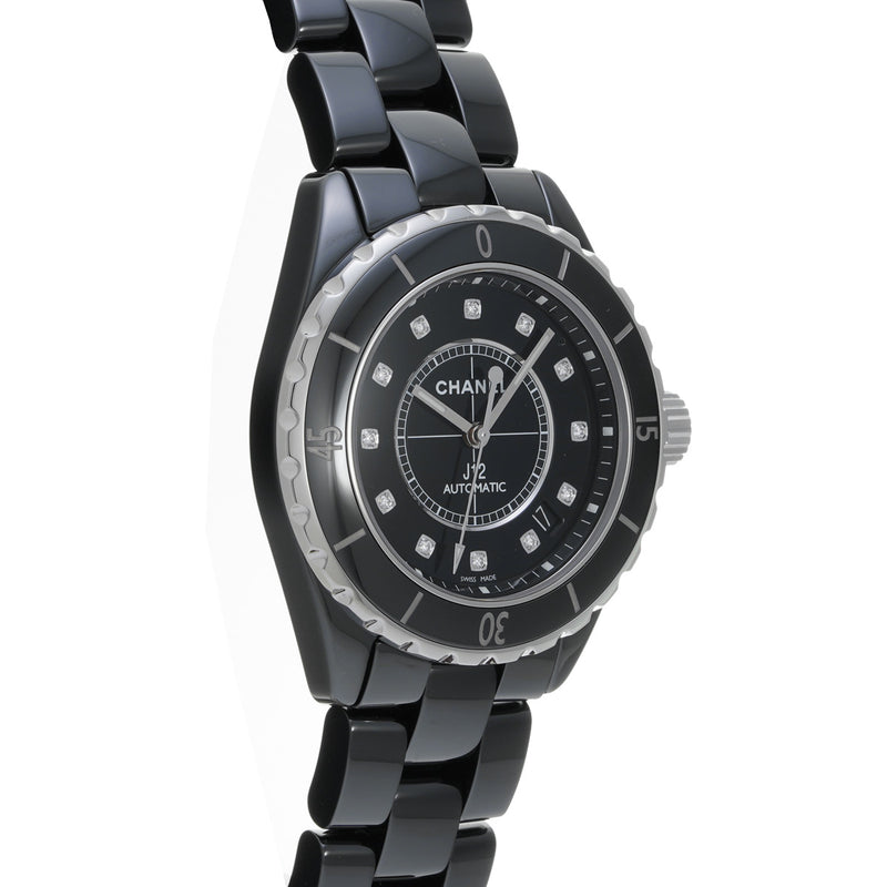 シャネル J12 38mm 12Pダイヤ H1626 ブラック/ダイヤモンド メンズ 腕時計 自動巻き 中古 銀蔵