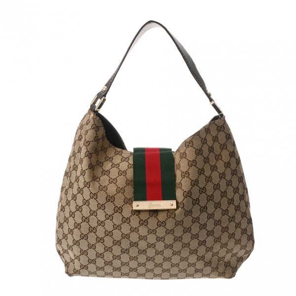 GUCCI グッチ ショルダーバッグ ベージュ 211933 レディース GGキャンバス セミショルダーバッグ ABランク 中古 銀蔵