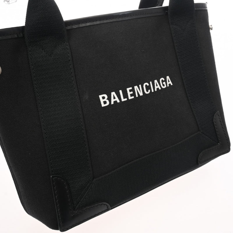 BALENCIAGA バレンシアガ ネイビーカバス XS 2WAY ブラック 390346 レディース キャンバス レザー ハンドバッグ ABランク 中古 銀蔵