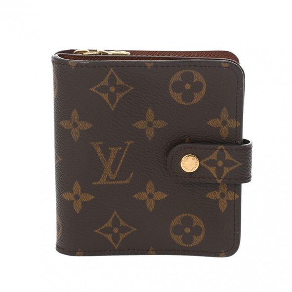 LOUIS VUITTON ルイヴィトン モノグラム コンパクトジップ  ブラウン M61667 ユニセックス モノグラムキャンバス 二つ折り財布 ABランク 中古 銀蔵