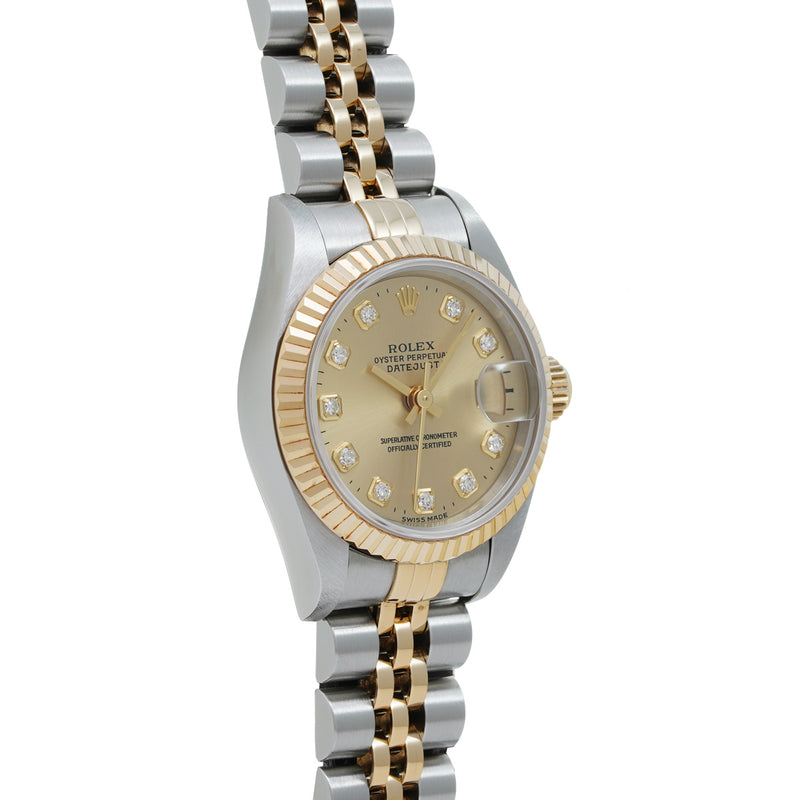 ロレックス デイトジャスト 10Pダイヤ 69173G W番(1996年頃製造) シャンパン/ダイヤモンド レディース 腕時計 自動巻き 中古 銀蔵
