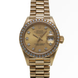 ロレックス デイトジャスト ベゼルダイヤ 69138G N番(1991年頃製造) シャンパン レディース 腕時計 自動巻き 中古 銀蔵