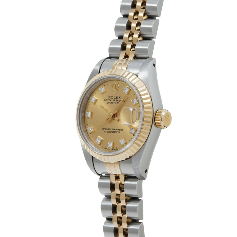ロレックス デイトジャスト 10Pダイヤ 69173G X番(1993年頃製造) シャンパン/ダイヤモンド レディース 腕時計 自動巻き 中古 銀蔵