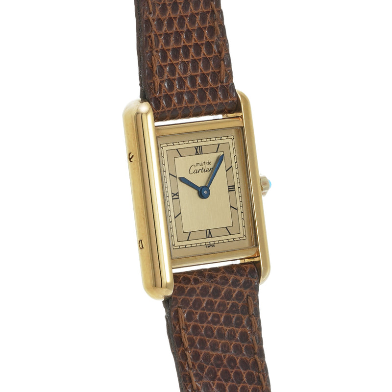 カルティエ マストタンク ヴェルメイユ シャンパン レディース 腕時計 クォーツ 中古 銀蔵