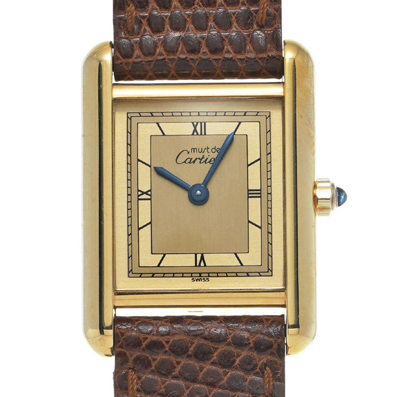 カルティエ マストタンク ヴェルメイユ シャンパン レディース 腕時計 クォーツ 中古 銀蔵
