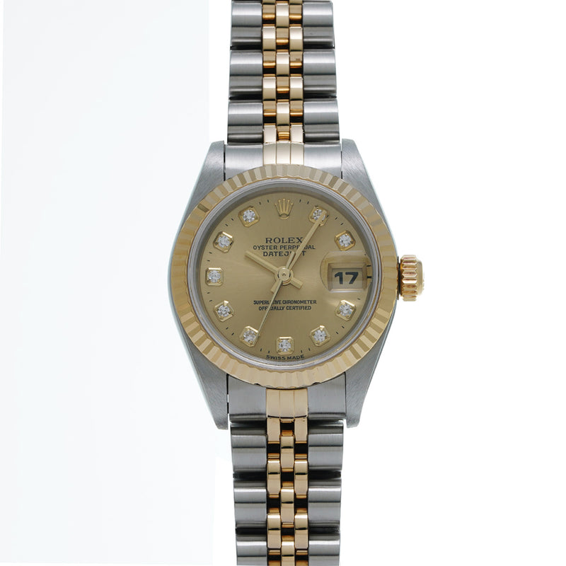 ロレックス デイトジャスト 10Pダイヤ 69173G U番(1997年頃製造) シャンパン/ダイヤモンド レディース 腕時計 自動巻き 中古 銀蔵
