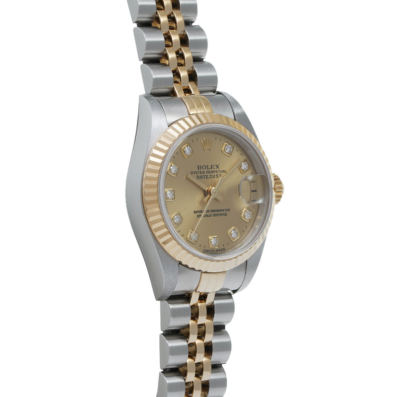 ロレックス デイトジャスト 10Pダイヤ 69173G U番(1997年頃製造) シャンパン/ダイヤモンド レディース 腕時計 自動巻き 中古 銀蔵