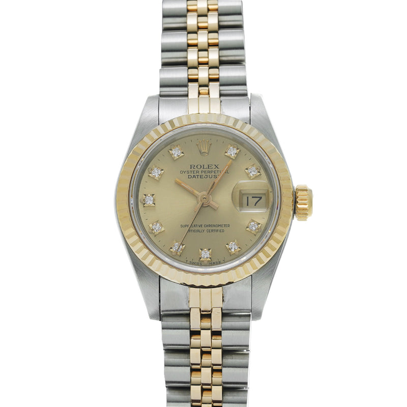 ロレックス デイトジャスト 10Pダイヤ 69173G L番(1989年頃製造) シャンパン/ダイヤモンド レディース 腕時計 自動巻き 中古 銀蔵
