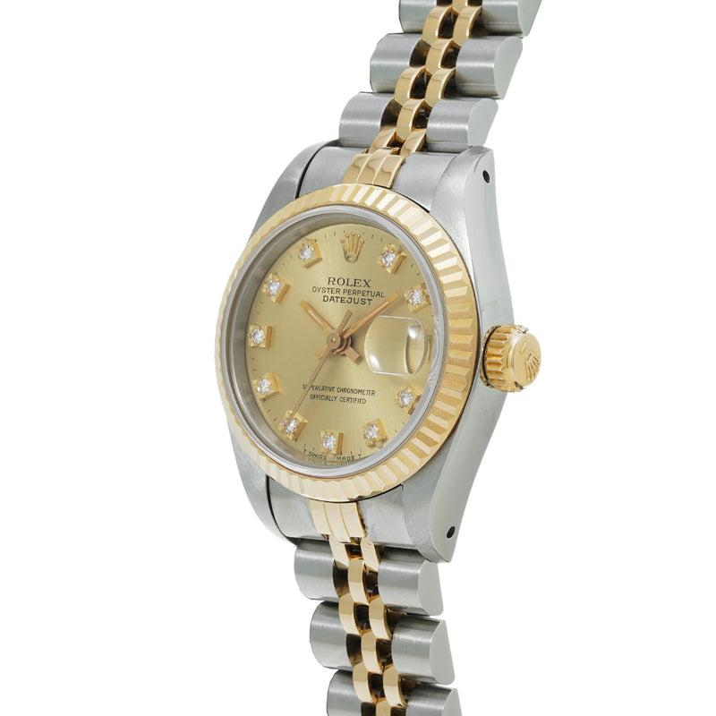 ロレックス デイトジャスト 10Pダイヤ 69173G L番(1989年頃製造) シャンパン/ダイヤモンド レディース 腕時計 自動巻き 中古 銀蔵