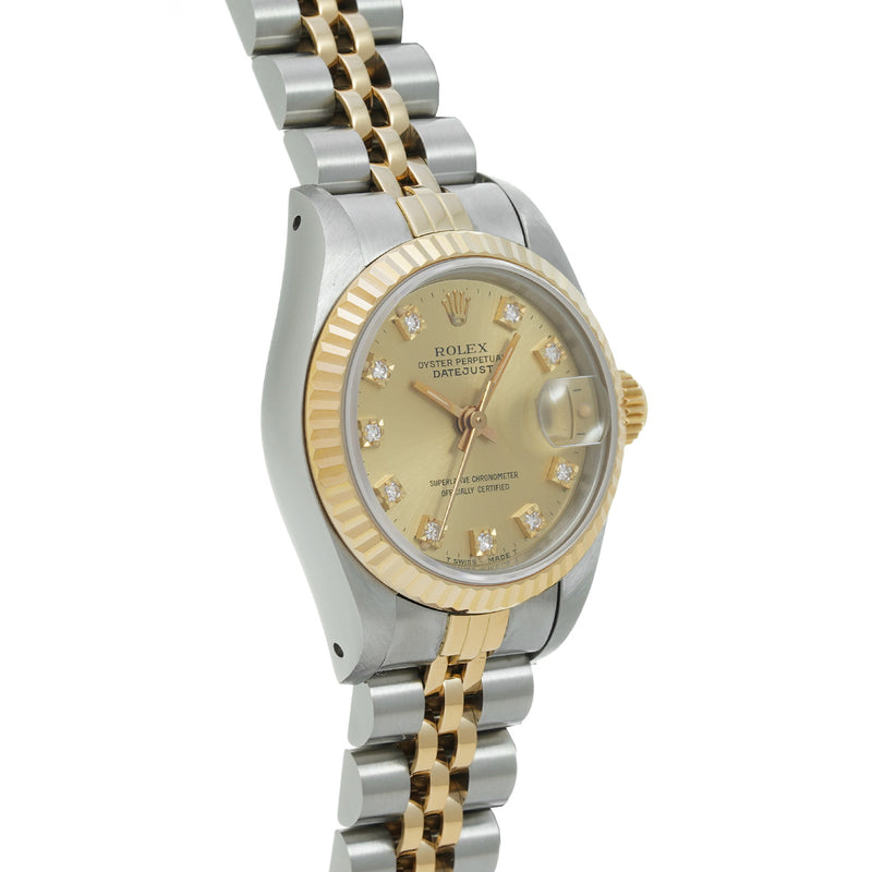 ロレックス デイトジャスト 10Pダイヤ 69173G L番(1989年頃製造) シャンパン/ダイヤモンド レディース 腕時計 自動巻き 中古 銀蔵