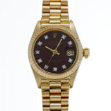 ロレックス デイトジャスト ステラダイヤル アンティーク 6917G 63番台(1980年頃製造) バーガンディ/ダイヤモンド レディース 腕時計 自動巻き 中古 銀蔵