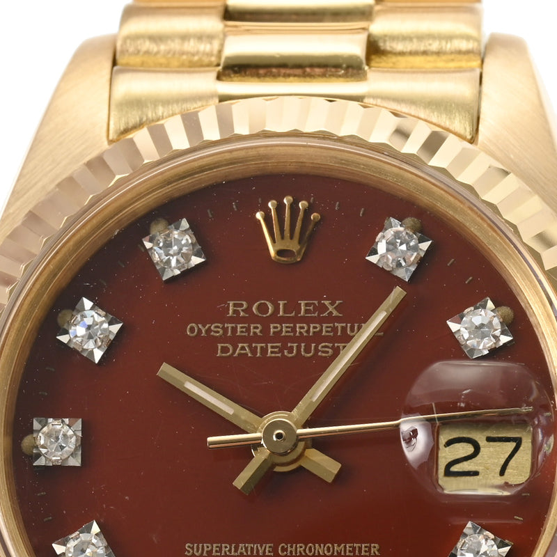 ロレックス デイトジャスト ステラダイヤル アンティーク 6917G 63番台(1980年頃製造) バーガンディ/ダイヤモンド レディース 腕時計 自動巻き 中古 銀蔵