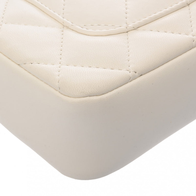 CHANEL シャネル マトラッセ ミニ チェーンショルダー ハートチェーン ホワイト AS3457 レディース ラムスキン ショルダーバッグ ABランク 中古 銀蔵