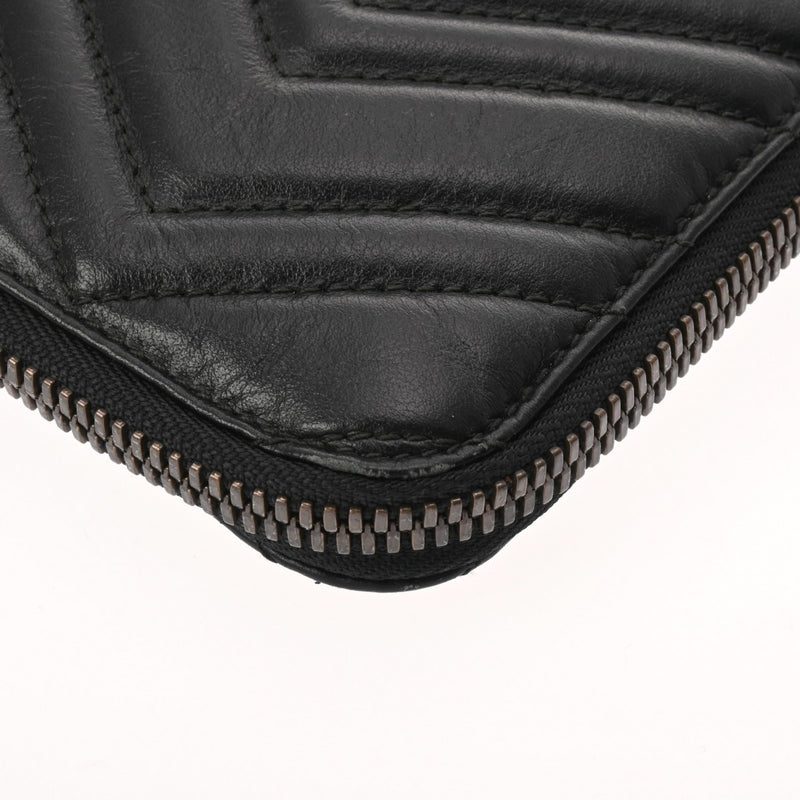 GUCCI グッチ GGマーモント ダブルG Vステッチ ドキュメントケース ブラック 523397 メンズ レザー クラッチバッグ ABランク 中古 銀蔵