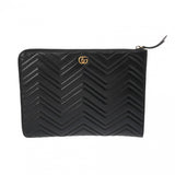 GUCCI グッチ GGマーモント ダブルG Vステッチ ドキュメントケース ブラック 523397 メンズ レザー クラッチバッグ ABランク 中古 銀蔵