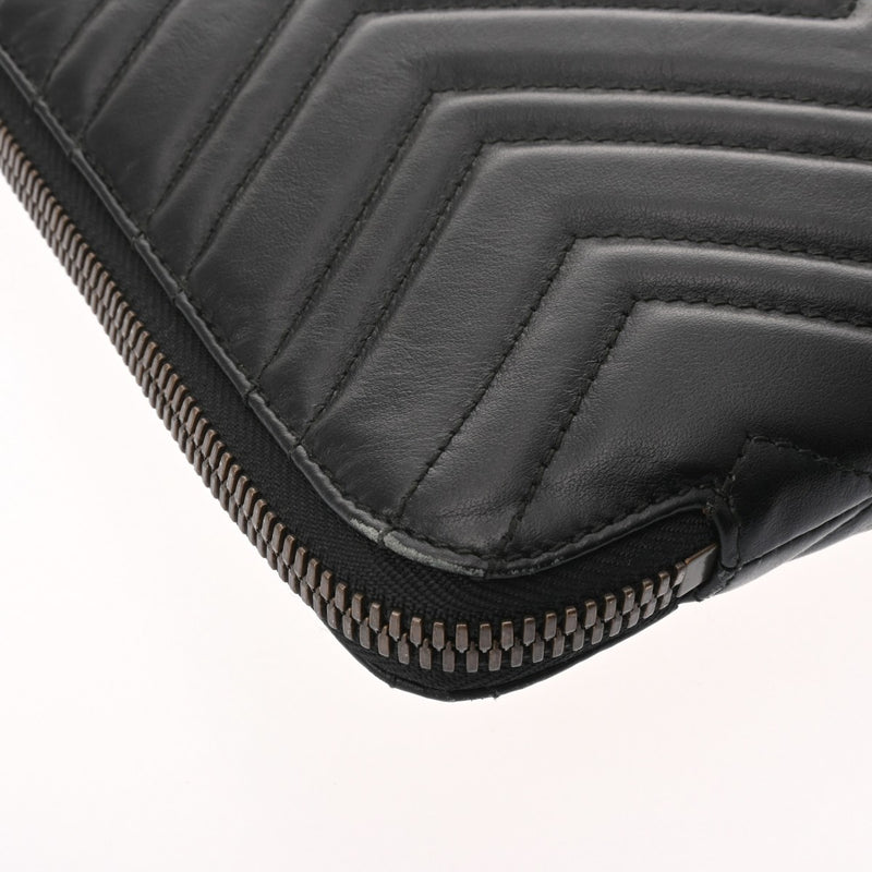 GUCCI グッチ GGマーモント ダブルG Vステッチ ドキュメントケース ブラック 523397 メンズ レザー クラッチバッグ ABランク 中古 銀蔵